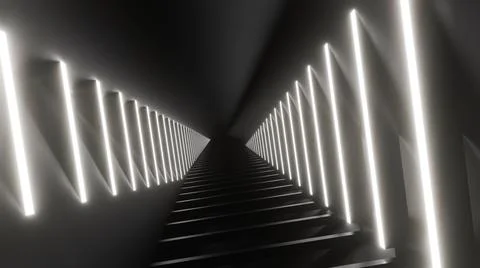 3D rendering Abstract black white neon background illustration Stock Illustration