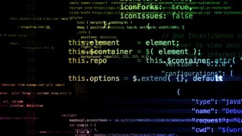 3D rendering of abstract blocks of code located in the virtual space Stock Illustration