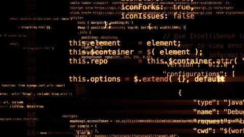 3D rendering of abstract blocks of code located in the virtual space Stock Illustration