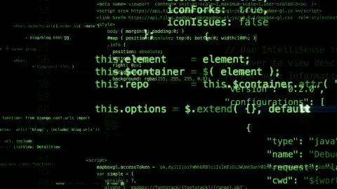 3D rendering of abstract blocks of code located in the virtual space Stock Illustration
