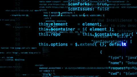 3D rendering of abstract blocks of code located in the virtual space Stock Illustration