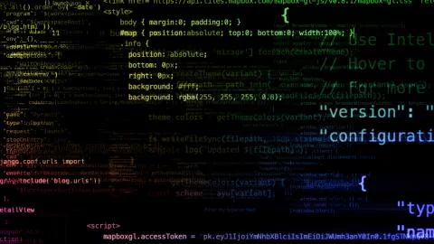 3D rendering of abstract blocks of code located in the virtual space Stock Illustration