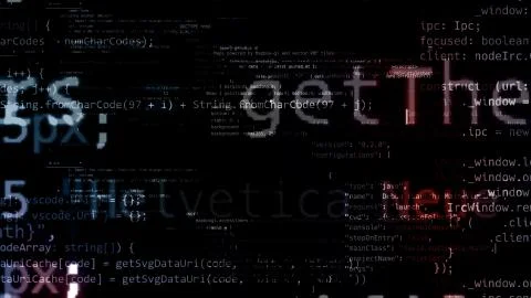 3D rendering of abstract blocks of code located in the virtual space Stock Illustration