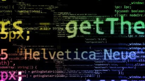 3D rendering of abstract blocks of code located in the virtual space Stock Illustration