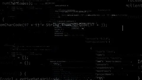 3D rendering of abstract blocks of code located in the virtual space 스톡 일러스트