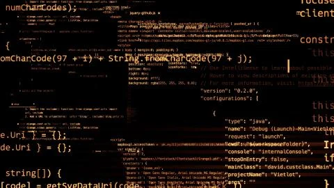 3D rendering of abstract blocks of code located in the virtual space Stock Illustration