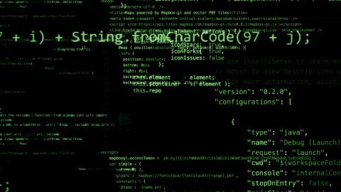3D rendering of abstract blocks of code located in the virtual space Stock Illustration