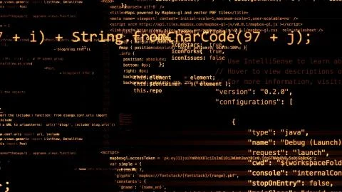 3D rendering of abstract blocks of code located in the virtual space Stock Illustration