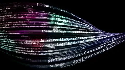 3D rendering of abstract blocks of code located in the virtual space Stock Illustration