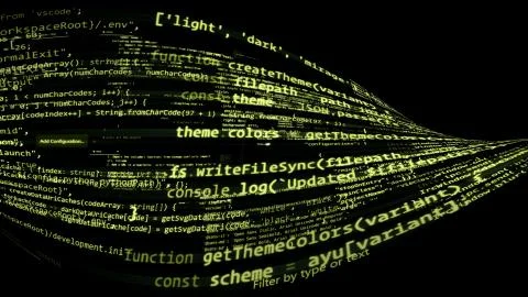 3D rendering of abstract blocks of code located in the virtual space イラスト素材