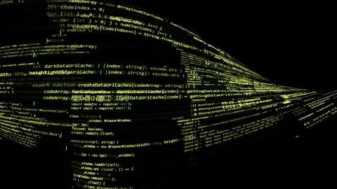 3D rendering of abstract blocks of code located in the virtual space イラスト素材