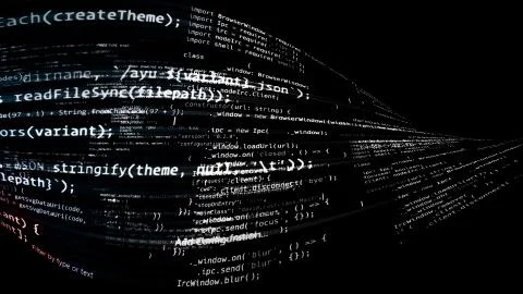 3D rendering of abstract blocks of code located in the virtual space イラスト素材