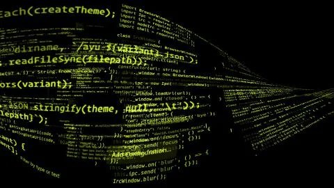 3D rendering of abstract blocks of code located in the virtual space イラスト素材