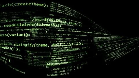 3D rendering of abstract blocks of code located in the virtual space Stock Illustration