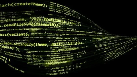 3D rendering of abstract blocks of code located in the virtual space Illustrazione stock