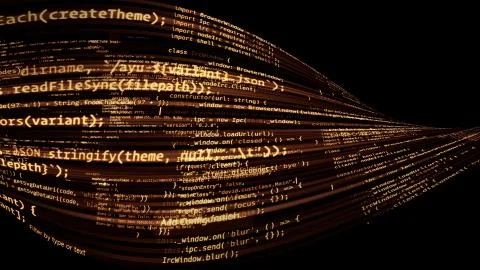 3D rendering of abstract blocks of code located in the virtual space Stockillustratie