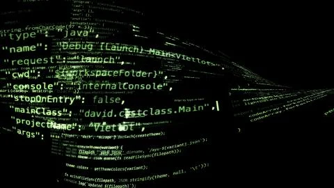 3D rendering of abstract blocks of code located in the virtual space 스톡 일러스트