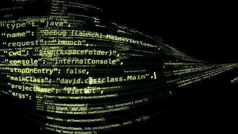 3D rendering of abstract blocks of code located in the virtual space 스톡 일러스트