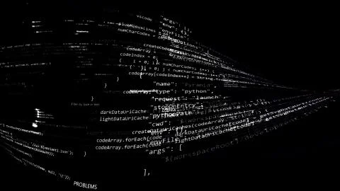 3D rendering of abstract blocks of code located in the virtual space イラスト素材