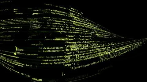 3D rendering of abstract blocks of code located in the virtual space イラスト素材