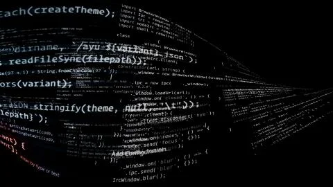 3D rendering of abstract blocks of code located in the virtual space Stock-Illustration