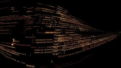 3D rendering of abstract blocks of code located in the virtual space イラスト素材