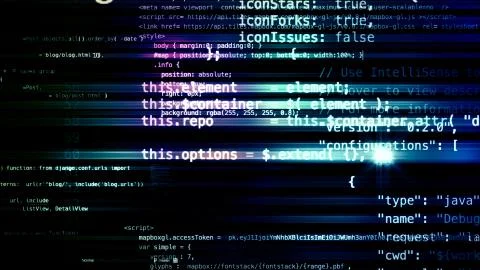 3D rendering of abstract blocks of code located in the virtual space Stock Illustration