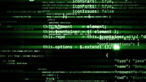 3D rendering of abstract blocks of code located in the virtual space Stock Illustration