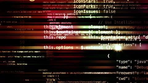 3D rendering of abstract blocks of code located in the virtual space Stock Illustration