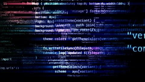 3D rendering of abstract blocks of code located in the virtual space Stock Illustration