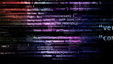 3D rendering of abstract blocks of code located in the virtual space Illustrazione stock
