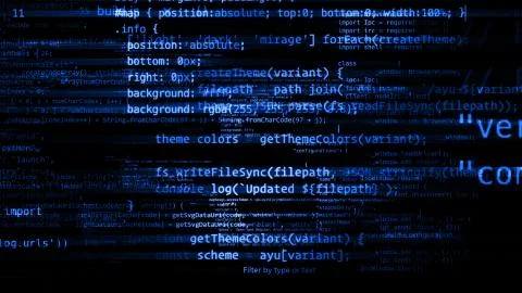 3D rendering of abstract blocks of code located in the virtual space Stock Illustration