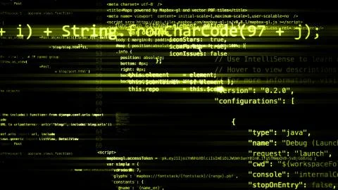 3D rendering of abstract blocks of code located in the virtual space Stock Illustration