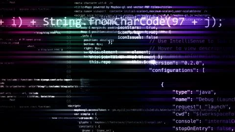 3D rendering of abstract blocks of code located in the virtual space Stock Illustration