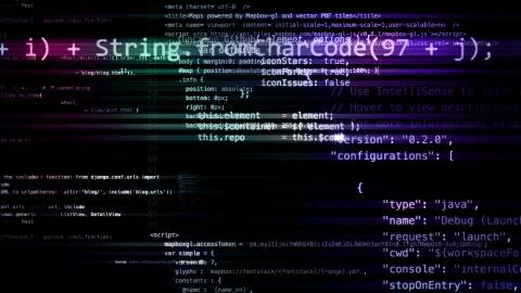 3D rendering of abstract blocks of code located in the virtual space Stock Illustration