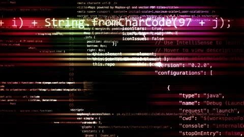 3D rendering of abstract blocks of code located in the virtual space Stock Illustration