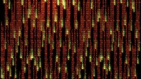 3D rendering of abstract blocks of matrix code located in the virtual space Illustrazione stock