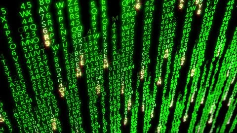 3D rendering of abstract blocks of matrix code located in the virtual space Stock-Illustration