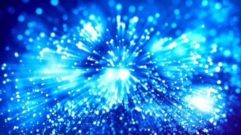 3d rendering of abstract blue background with glowing particles like micro world Stock Illustration