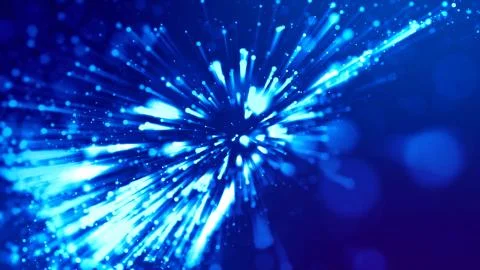 3d rendering of abstract blue background with glowing particles like micro world Stock Illustration