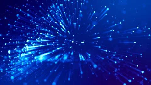 3d rendering of abstract blue background with glowing particles like micro world Stock Illustration