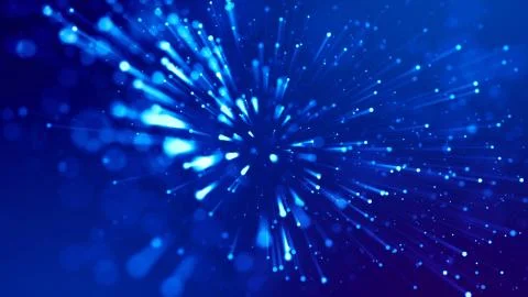 3d rendering of abstract blue background with glowing particles like micro world Stock Illustration