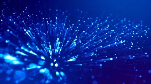 3d rendering of abstract blue background with glowing particles like micro world Stock Illustration