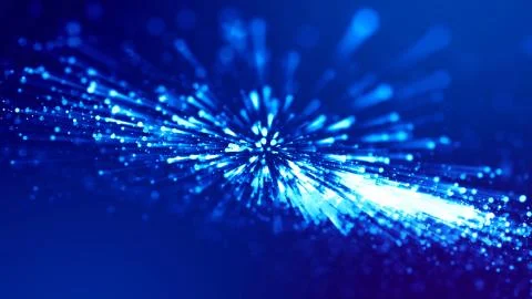 3d rendering of abstract blue background with glowing particles like micro world Stock Illustration