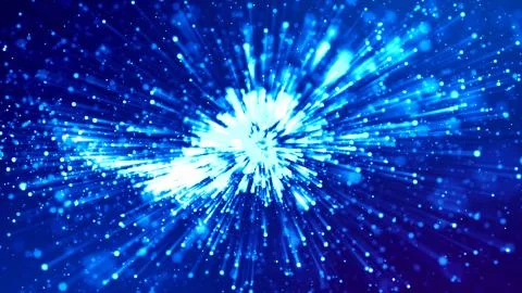 3d rendering of abstract blue background with glowing particles like micro world Stock Illustration