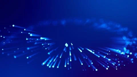 3d rendering of abstract blue background with glowing particles like micro world Stock Illustration