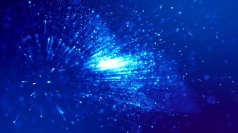 3d rendering of abstract blue background with glowing particles like micro world Stock Illustration