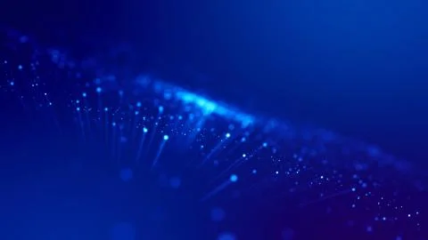 3d rendering of abstract blue background with glowing particles like micro world Stock Illustration