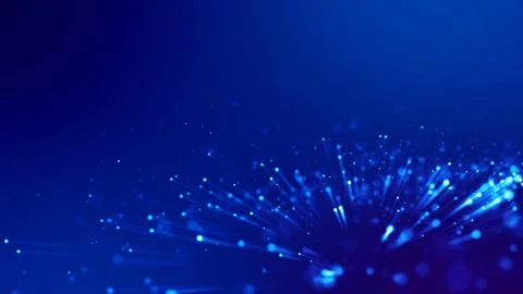 3d rendering of abstract blue background with glowing particles like micro world Stock Illustration