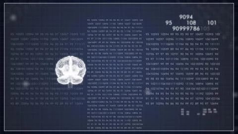 3d rendering of abstract blue digital number interface. 스톡 일러스트